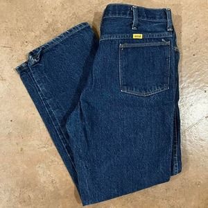 Vintage Rustler Yellow‎ Patch Dark Wash Denim Jeans